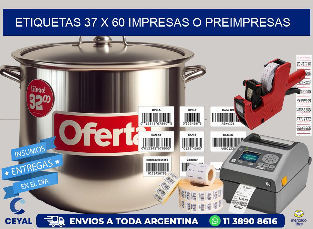 ETIQUETAS 37 x 60 IMPRESAS O PREIMPRESAS