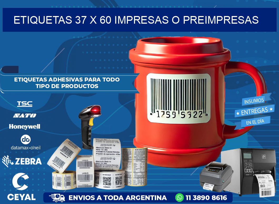 ETIQUETAS 37 x 60 IMPRESAS O PREIMPRESAS