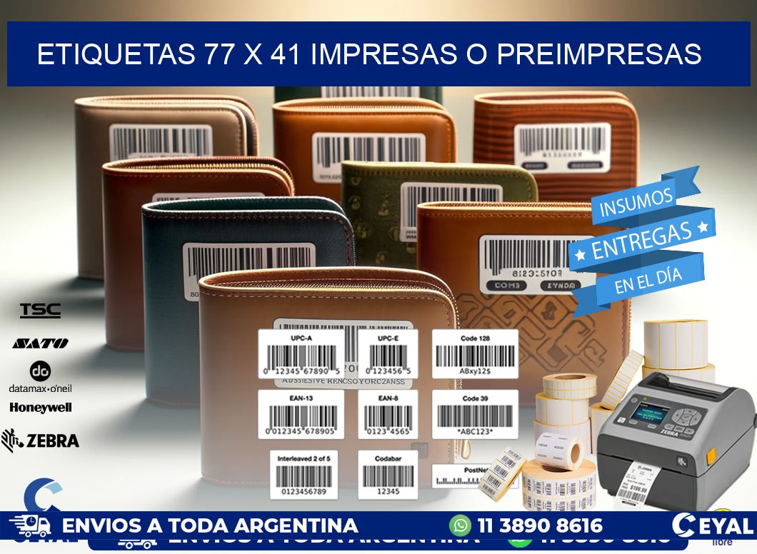 ETIQUETAS 77 x 41 IMPRESAS O PREIMPRESAS
