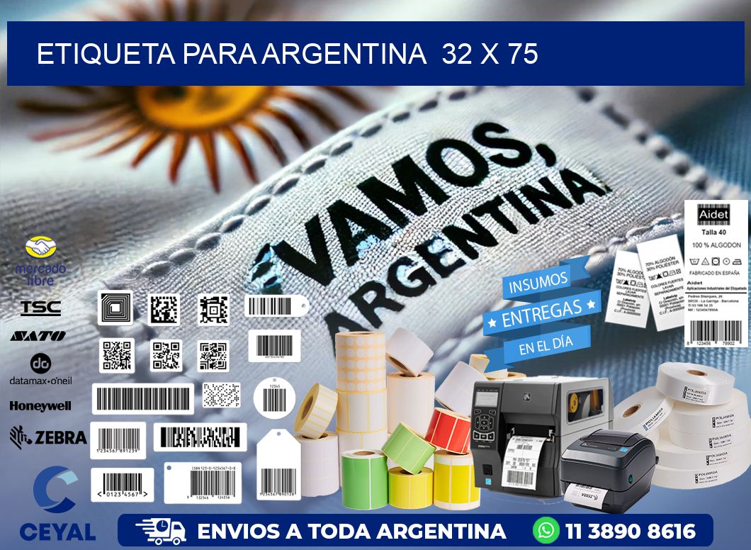 etiqueta para Argentina 32 x 75
