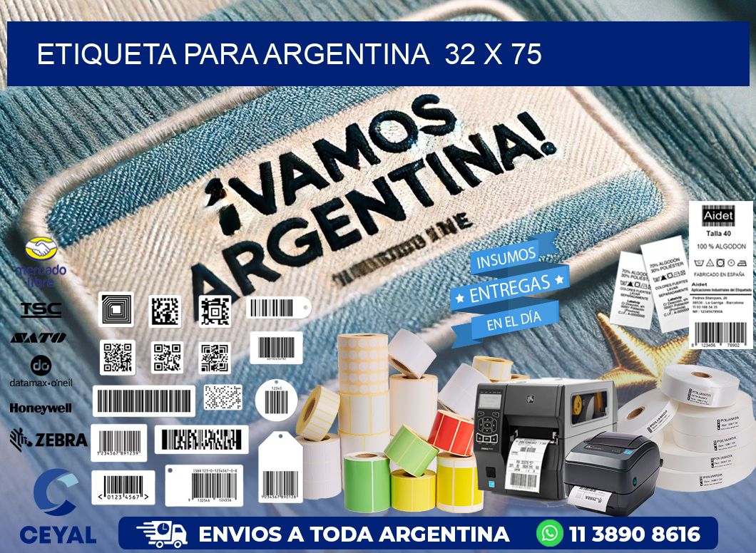 etiqueta para Argentina 32 x 75