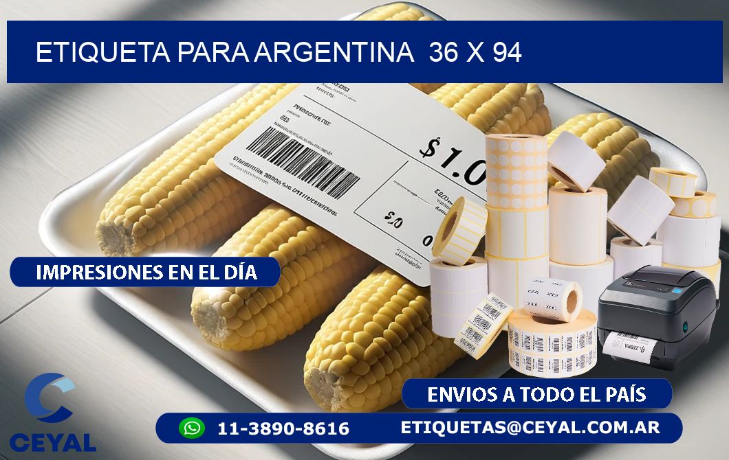 etiqueta para Argentina 36 x 94