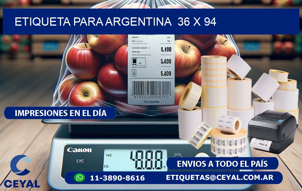 etiqueta para Argentina  36 x 94