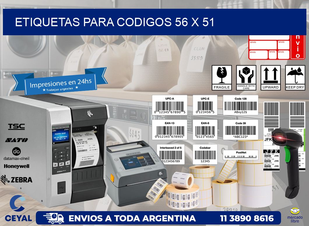 etiquetas para codigos 56 x 51
