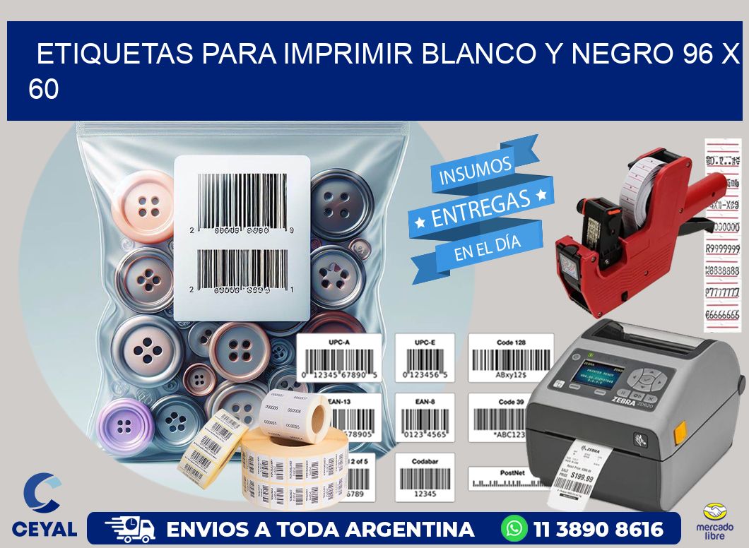 etiquetas para imprimir blanco y negro 96 x 60