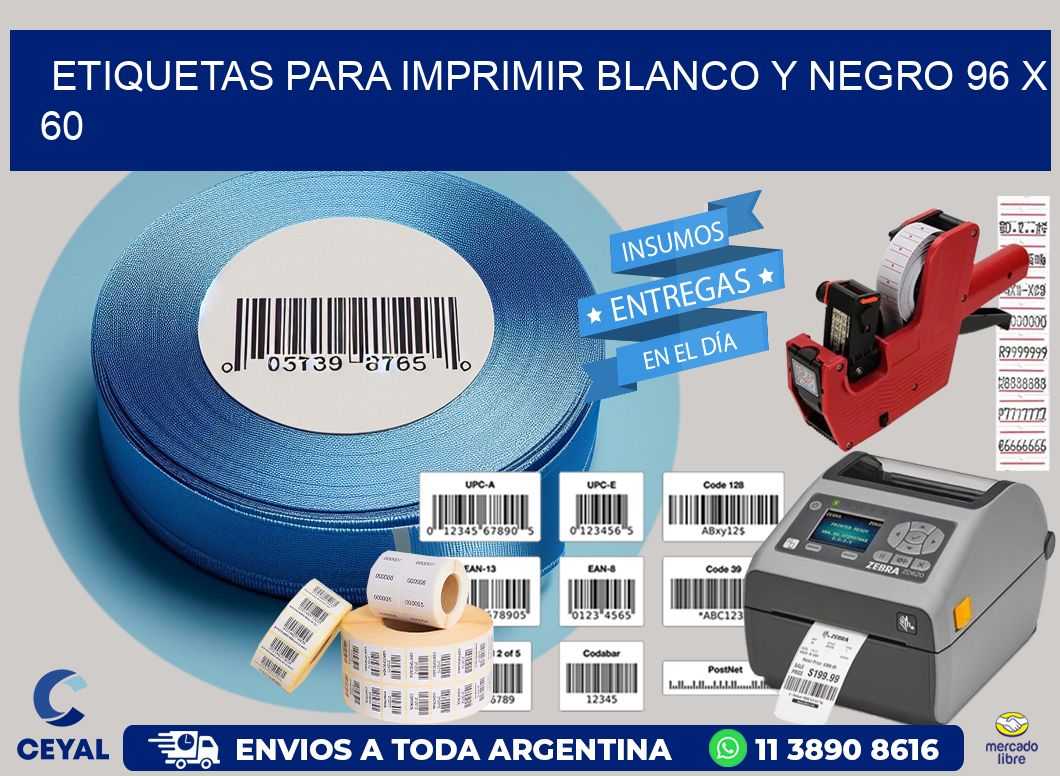 etiquetas para imprimir blanco y negro 96 x 60