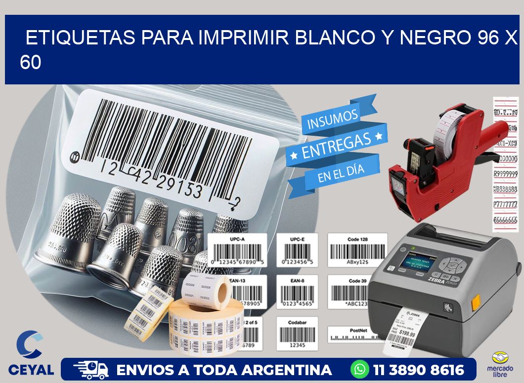 etiquetas para imprimir blanco y negro 96 x 60