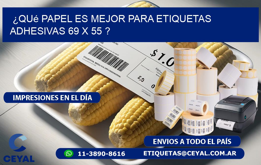 ¿Qué papel es mejor para etiquetas adhesivas 69 x 55 ?