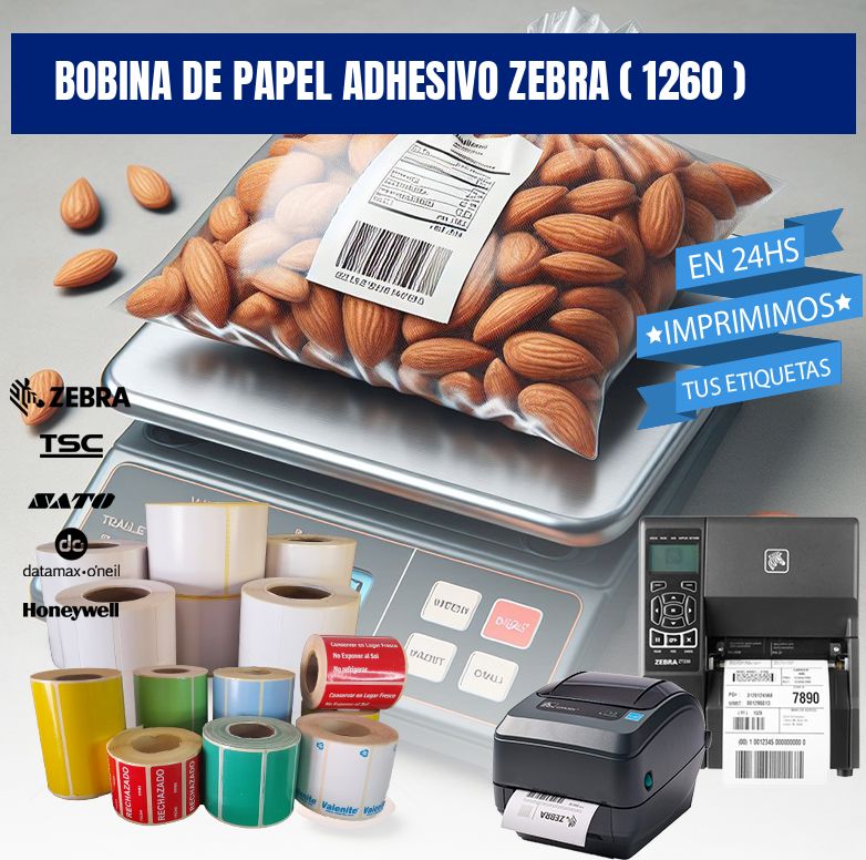 BOBINA DE PAPEL ADHESIVO ZEBRA ( 1260 )