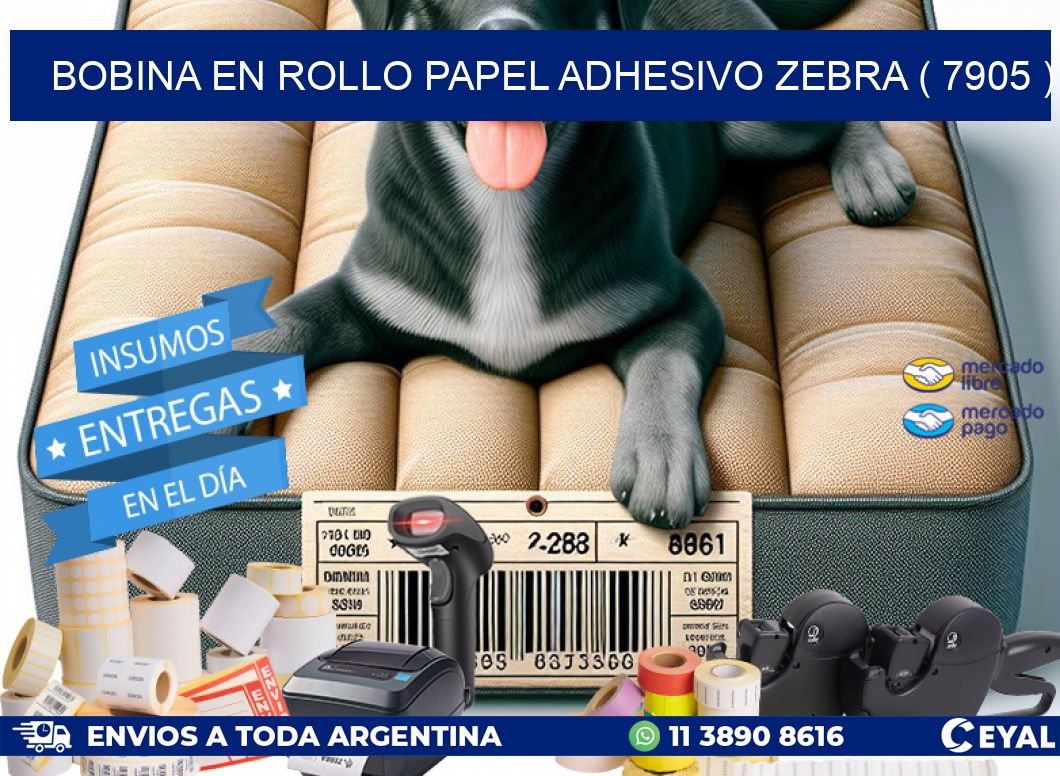 BOBINA EN ROLLO PAPEL ADHESIVO ZEBRA ( 7905 )