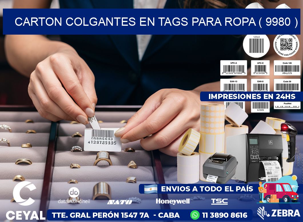 CARTON COLGANTES EN TAGS PARA ROPA ( 9980 )