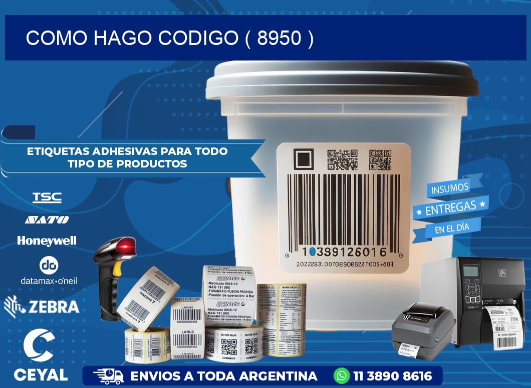 COMO HAGO CODIGO ( 8950 )