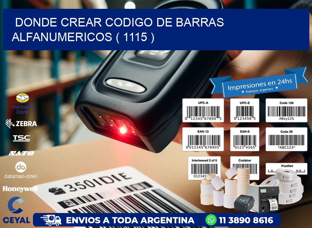 DONDE CREAR CODIGO DE BARRAS ALFANUMERICOS ( 1115 )