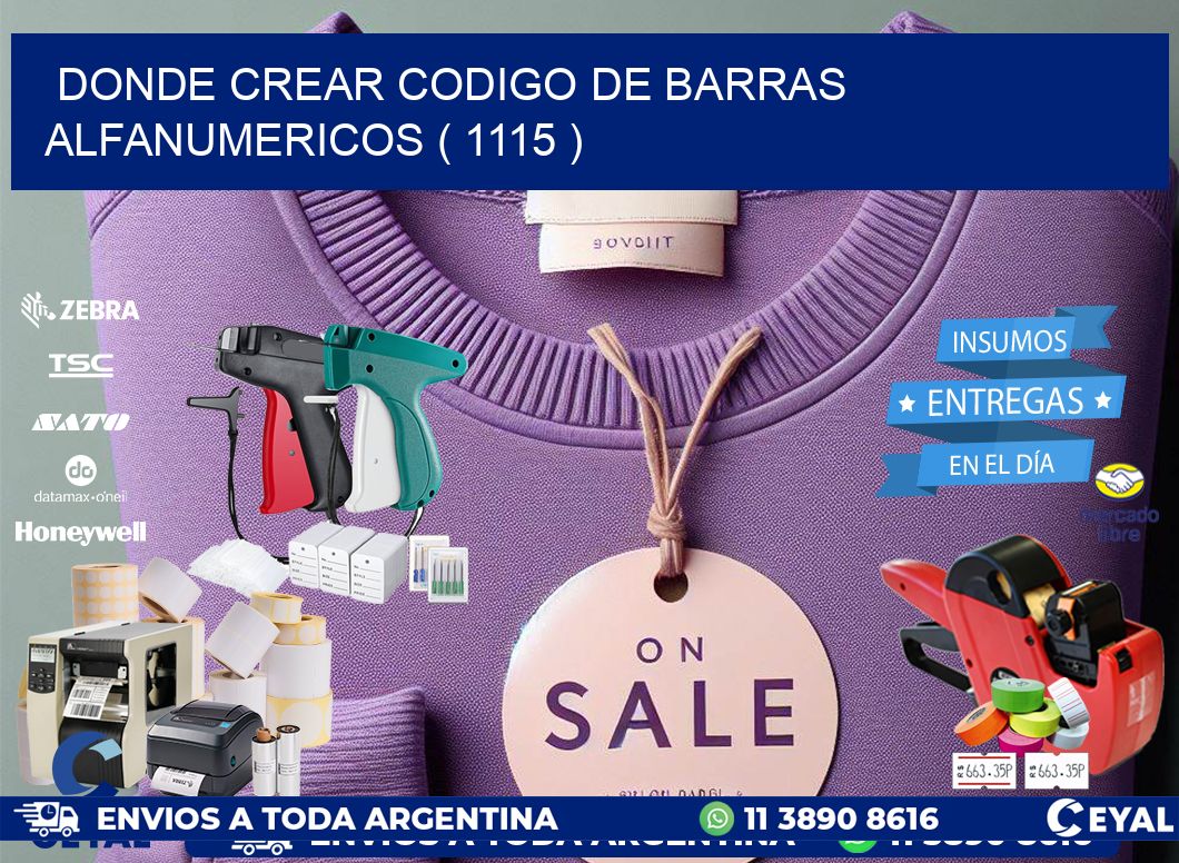 DONDE CREAR CODIGO DE BARRAS ALFANUMERICOS ( 1115 )
