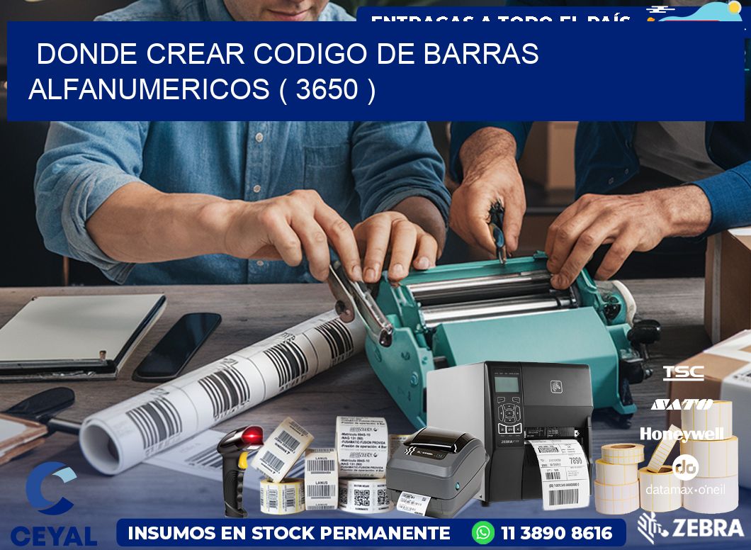 DONDE CREAR CODIGO DE BARRAS ALFANUMERICOS ( 3650 )