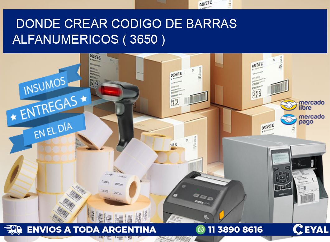 DONDE CREAR CODIGO DE BARRAS ALFANUMERICOS ( 3650 )