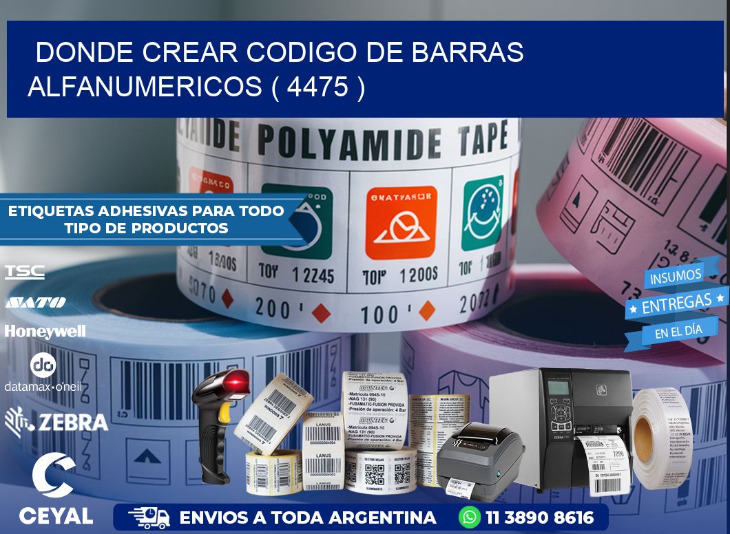 DONDE CREAR CODIGO DE BARRAS ALFANUMERICOS ( 4475 )