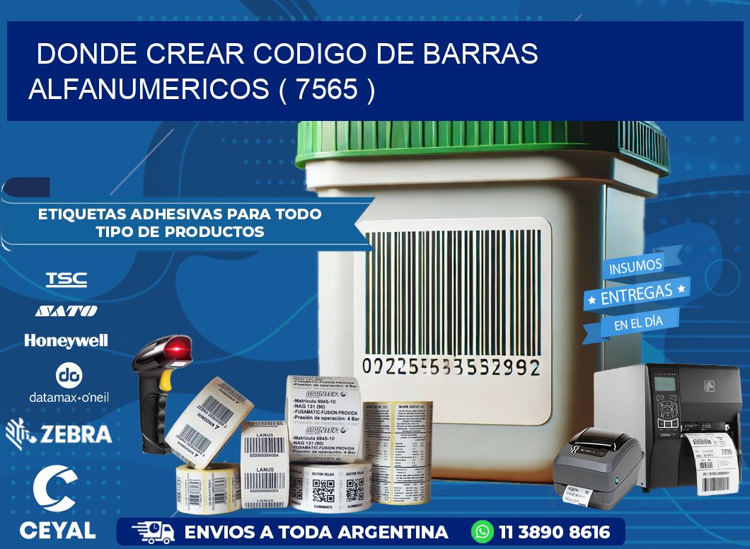 DONDE CREAR CODIGO DE BARRAS ALFANUMERICOS ( 7565 )