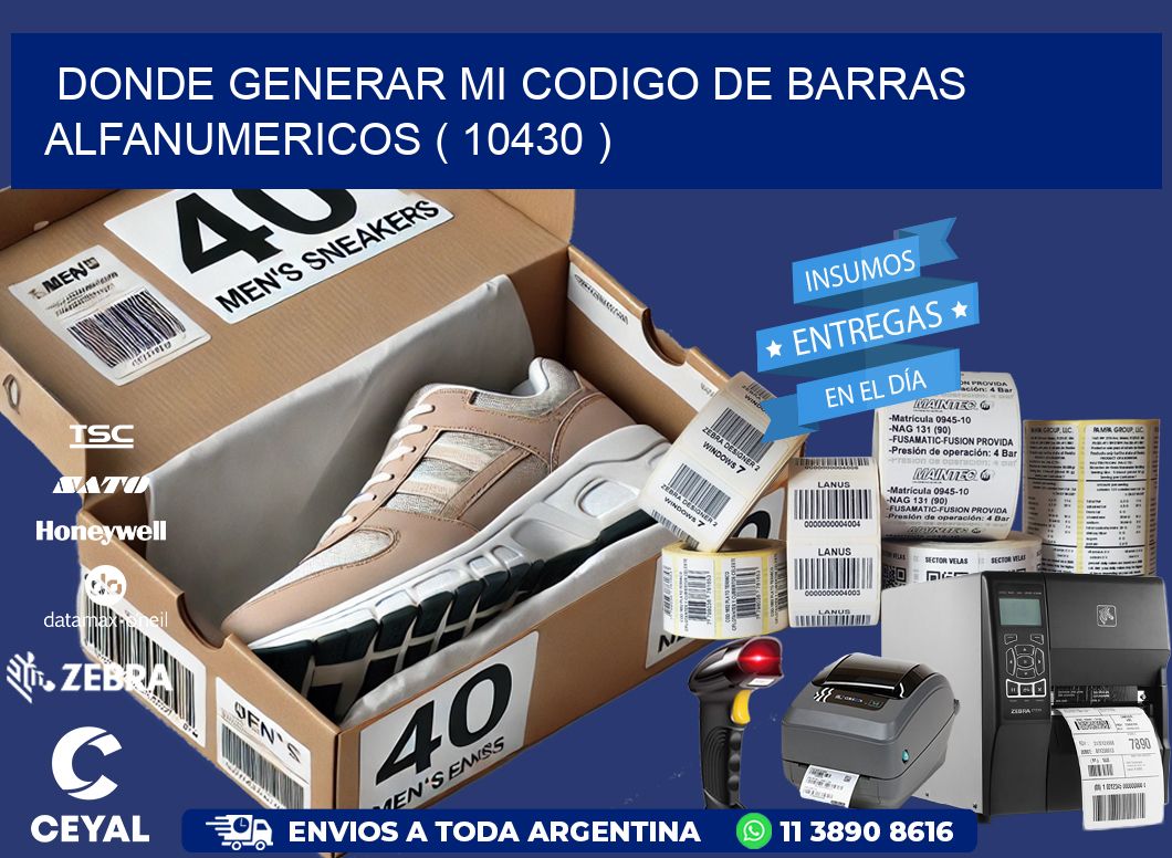 DONDE GENERAR MI CODIGO DE BARRAS ALFANUMERICOS ( 10430 )