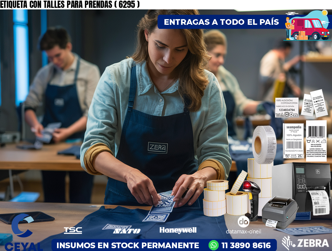 ETIQUETA CON TALLES PARA PRENDAS ( 6295 )