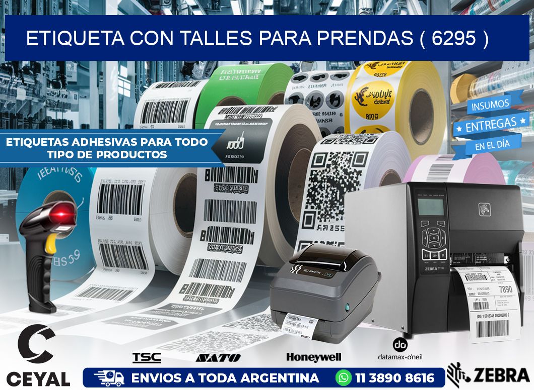 ETIQUETA CON TALLES PARA PRENDAS ( 6295 )