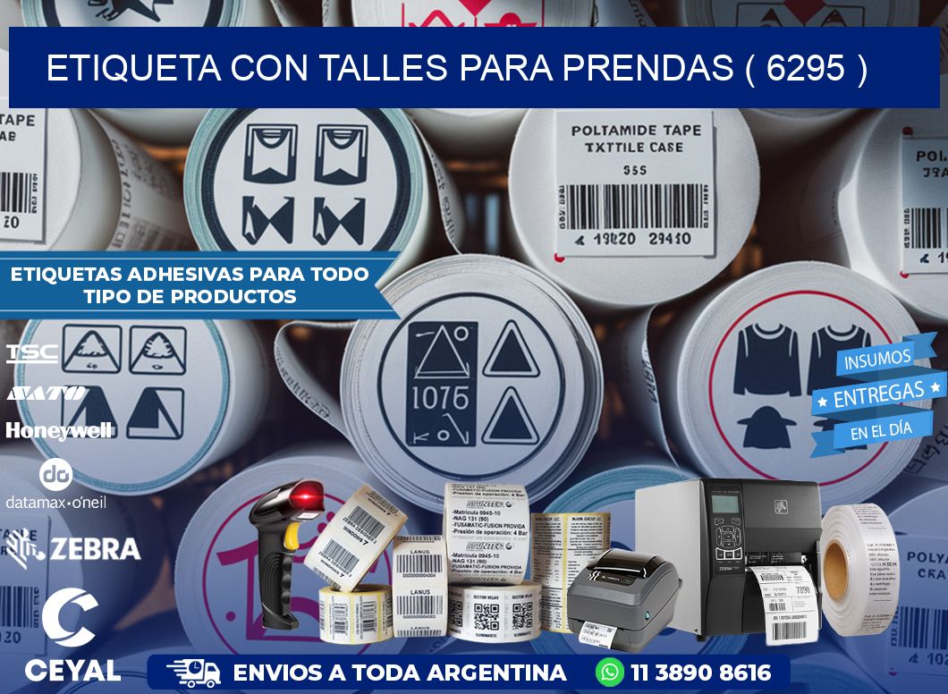 ETIQUETA CON TALLES PARA PRENDAS ( 6295 )