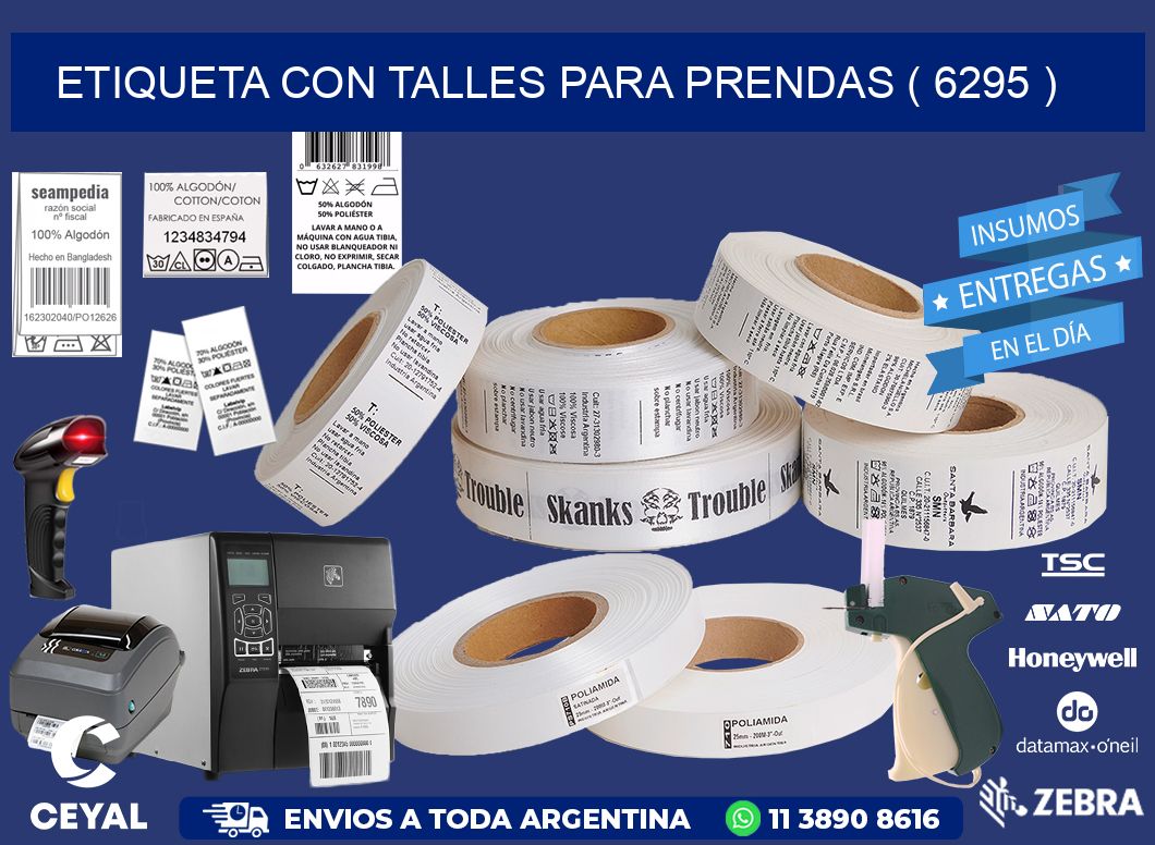 ETIQUETA CON TALLES PARA PRENDAS ( 6295 )