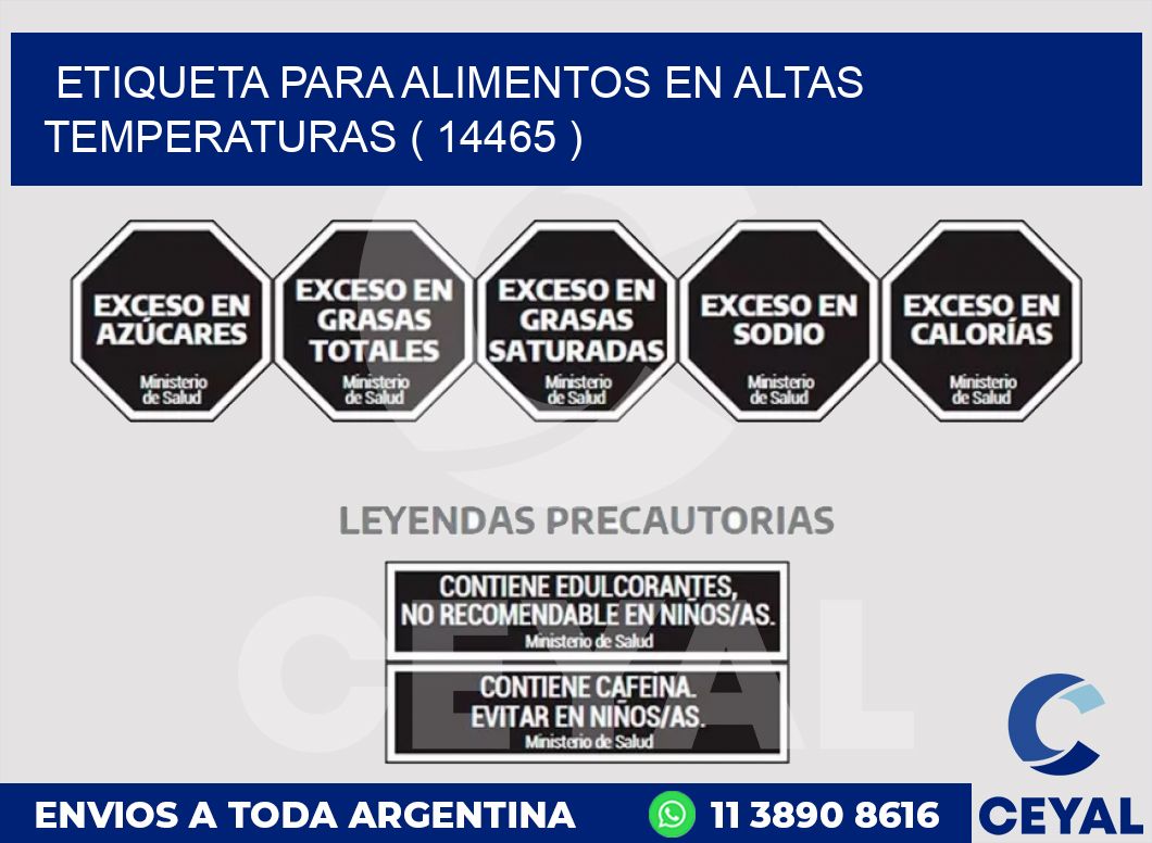 ETIQUETA PARA ALIMENTOS EN ALTAS TEMPERATURAS ( 14465 )