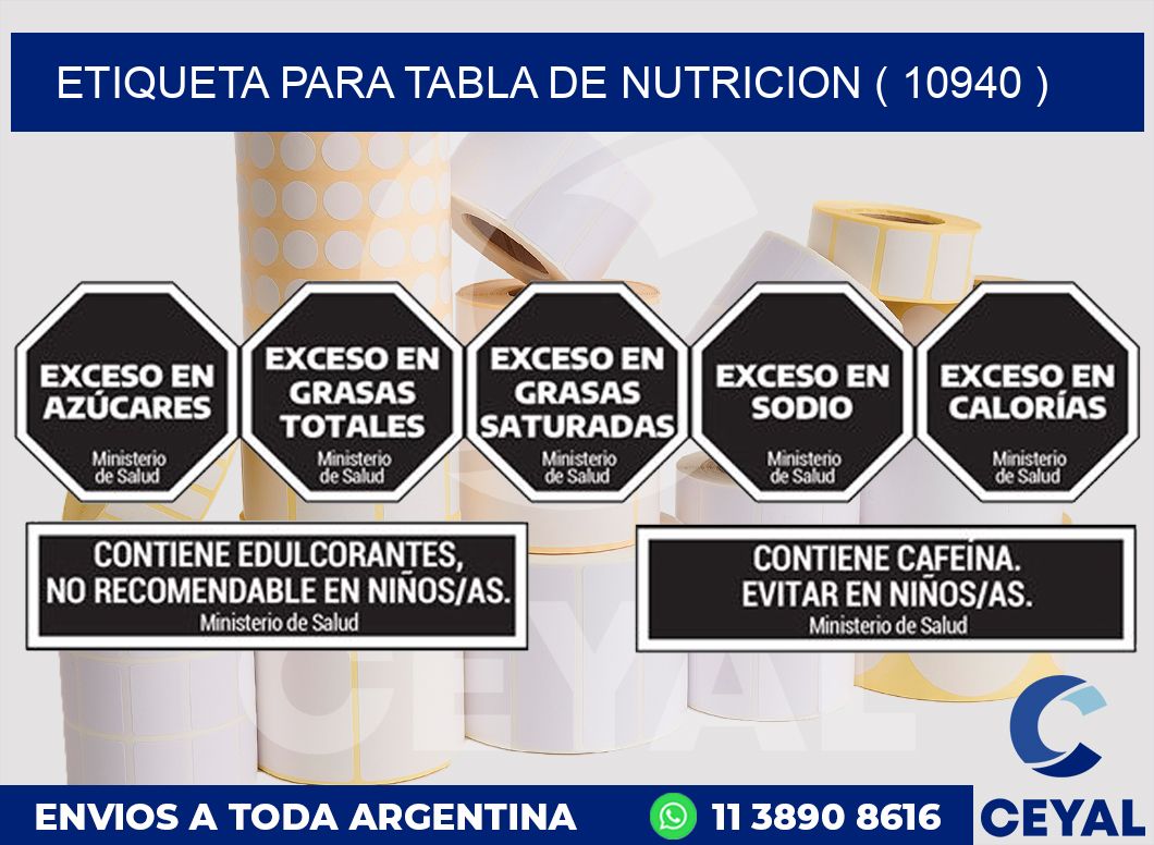 ETIQUETA PARA TABLA DE NUTRICION ( 10940 )