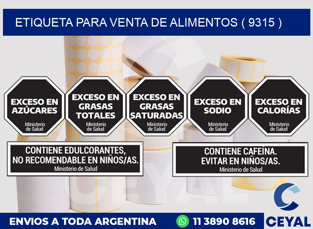 ETIQUETA PARA VENTA DE ALIMENTOS ( 9315 )