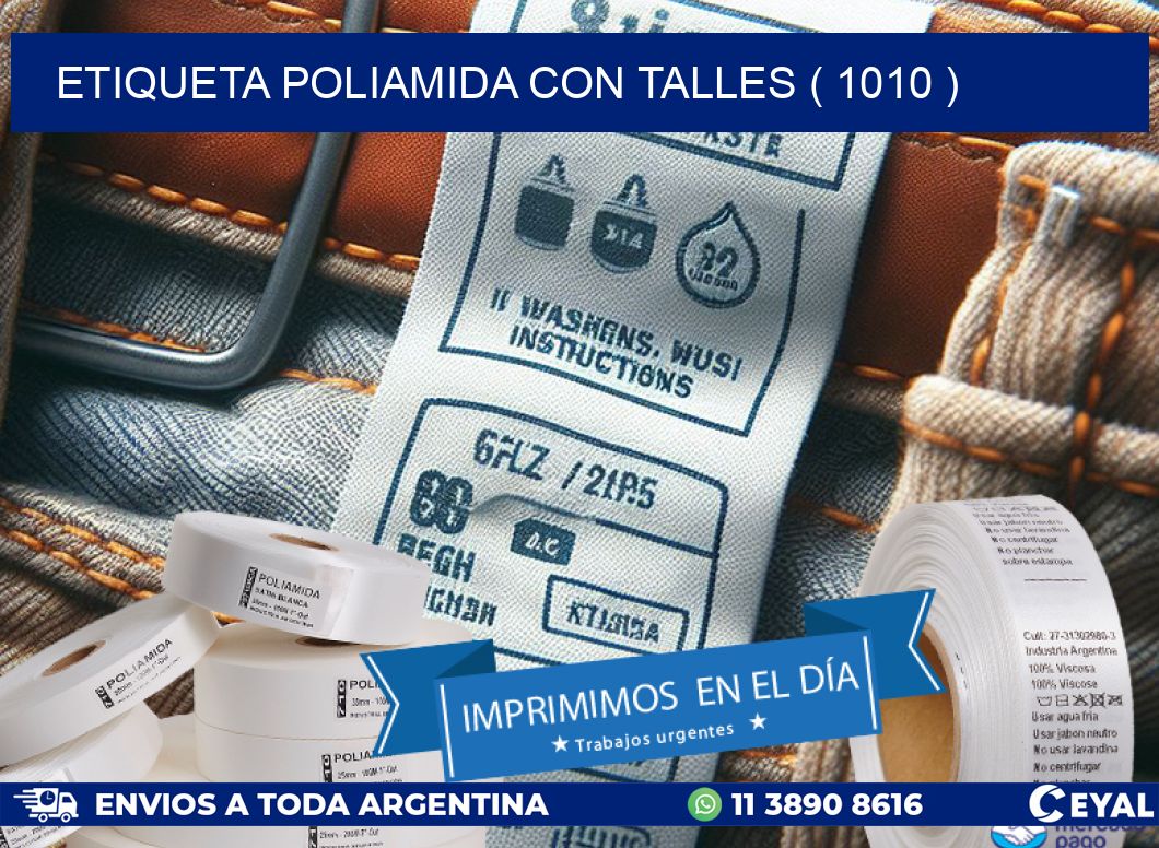 ETIQUETA POLIAMIDA CON TALLES ( 1010 )