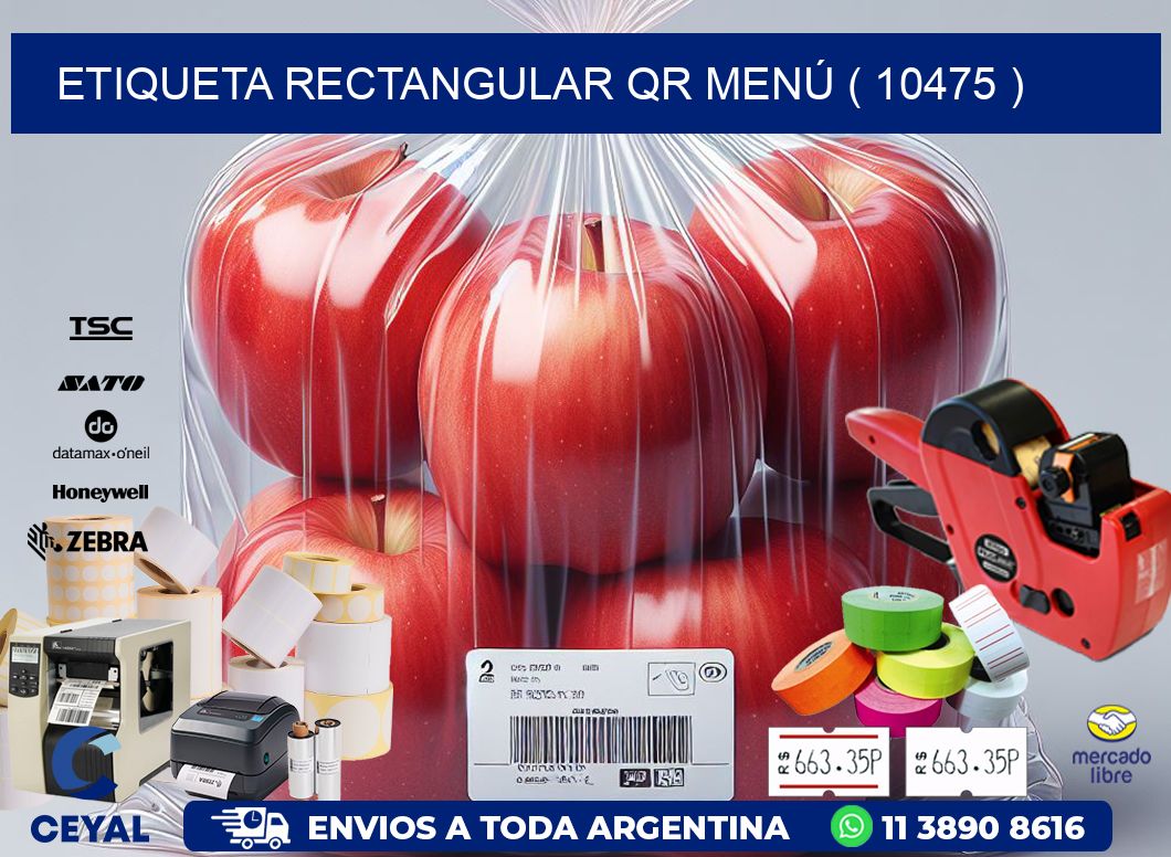 ETIQUETA RECTANGULAR QR MENÚ ( 10475 )