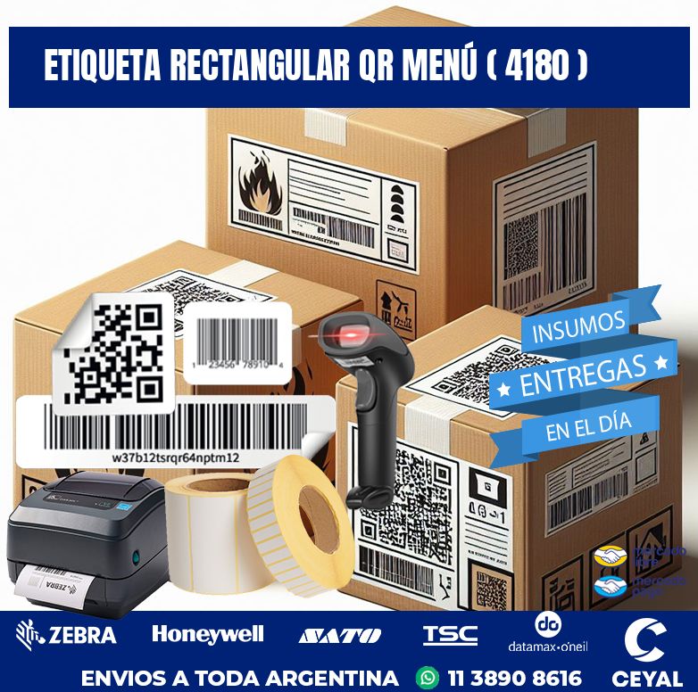 ETIQUETA RECTANGULAR QR MENÚ ( 4180 )