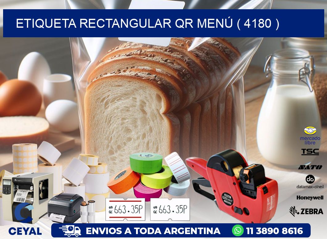 ETIQUETA RECTANGULAR QR MENÚ ( 4180 )