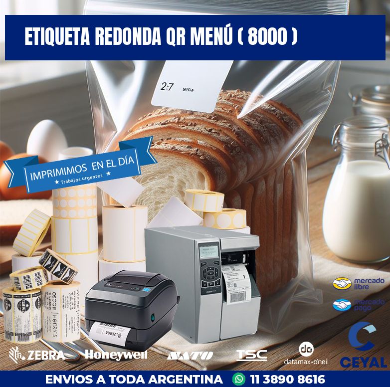 ETIQUETA REDONDA QR MENÚ ( 8000 )