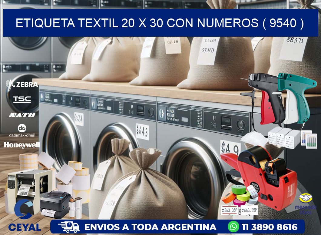 ETIQUETA TEXTIL 20 X 30 CON NUMEROS ( 9540 )