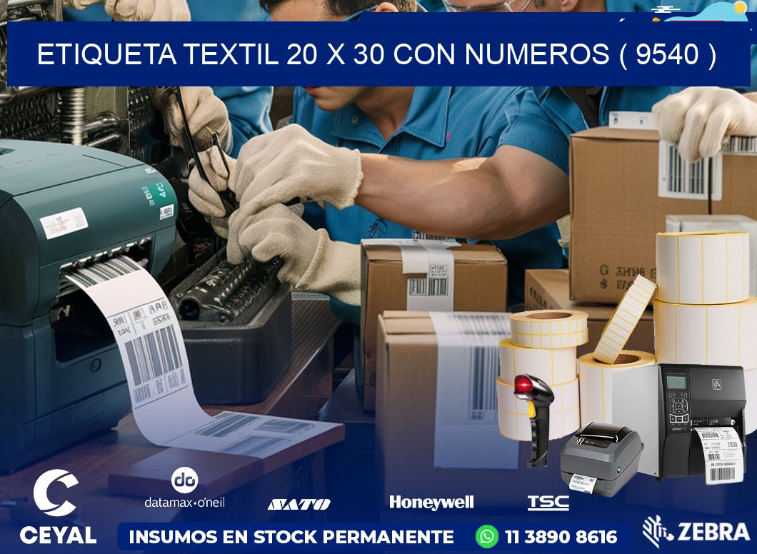 ETIQUETA TEXTIL 20 X 30 CON NUMEROS ( 9540 )