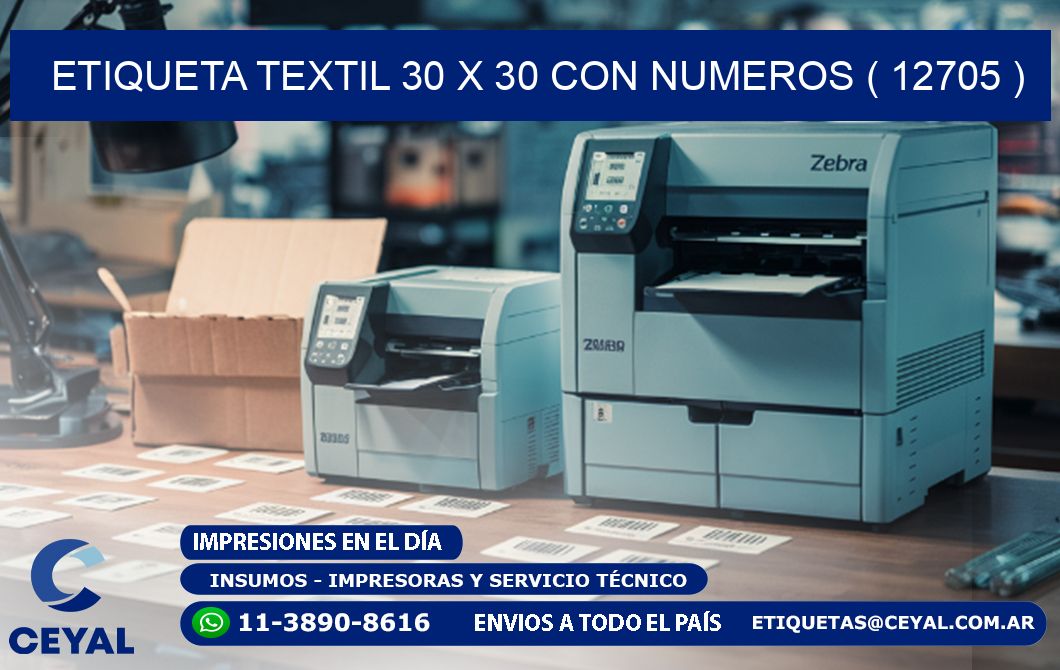 ETIQUETA TEXTIL 30 X 30 CON NUMEROS ( 12705 )