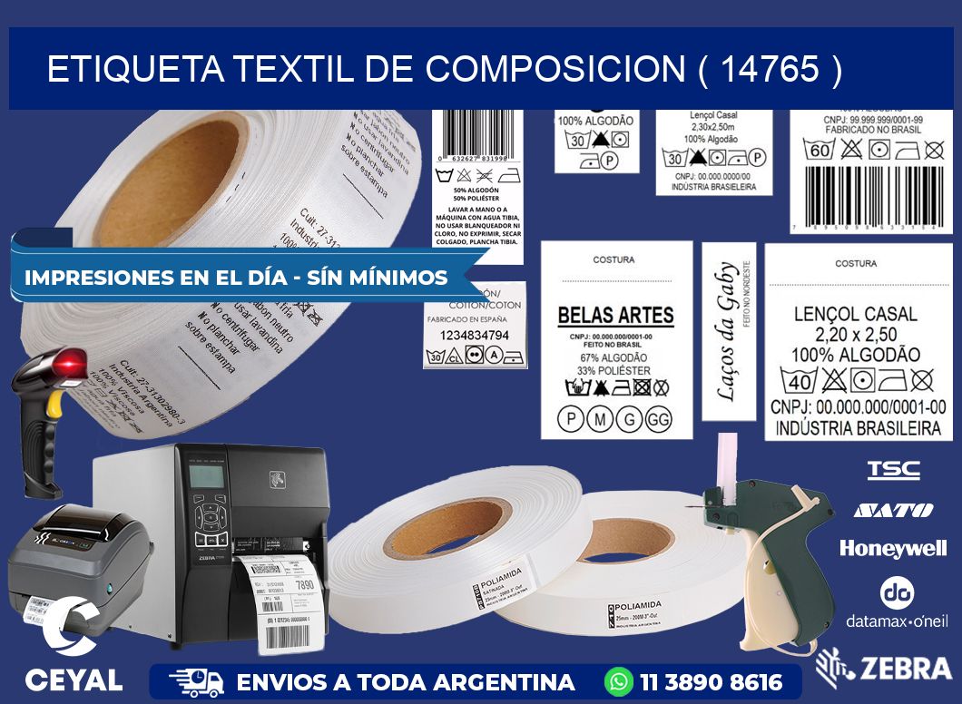 ETIQUETA TEXTIL DE COMPOSICION ( 14765 )