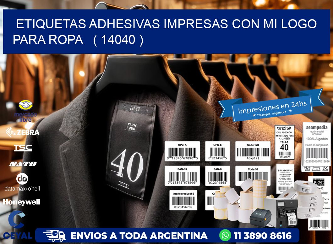 ETIQUETAS ADHESIVAS IMPRESAS CON MI LOGO PARA ROPA ( 14040 )