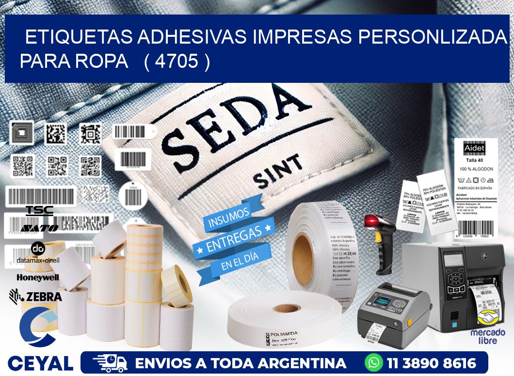 ETIQUETAS ADHESIVAS IMPRESAS PERSONLIZADA PARA ROPA ( 4705 )
