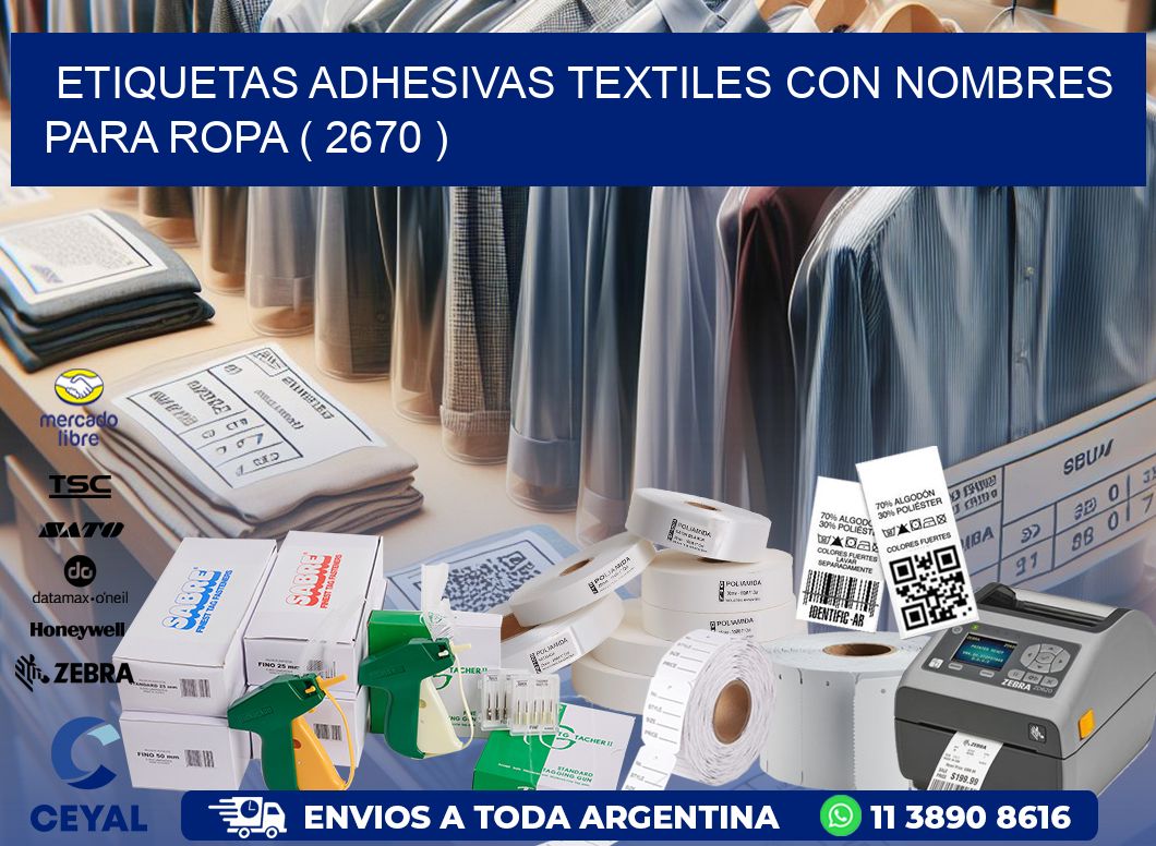 ETIQUETAS ADHESIVAS TEXTILES CON NOMBRES PARA ROPA ( 2670 )