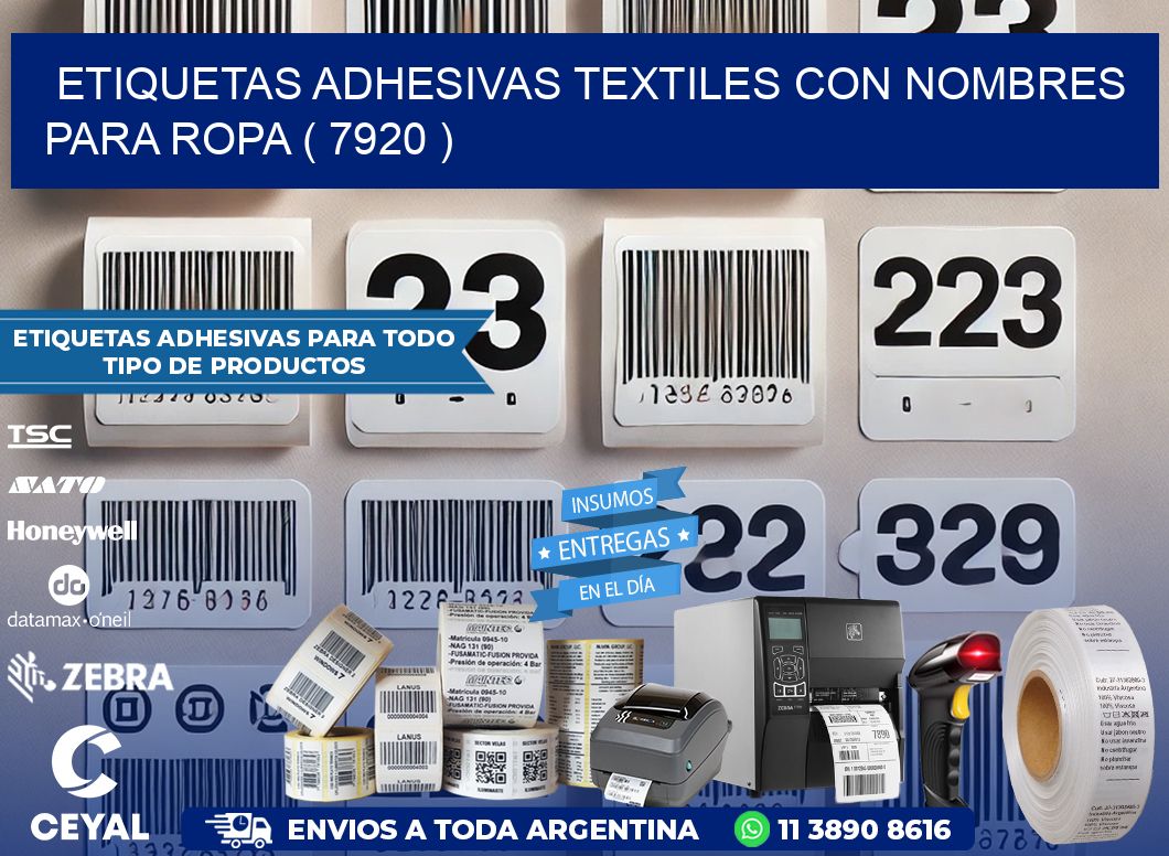 ETIQUETAS ADHESIVAS TEXTILES CON NOMBRES PARA ROPA ( 7920 )