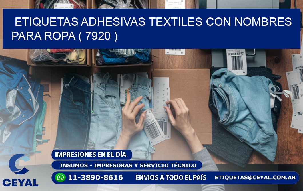 ETIQUETAS ADHESIVAS TEXTILES CON NOMBRES PARA ROPA ( 7920 )