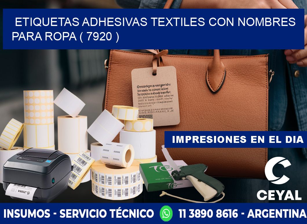 ETIQUETAS ADHESIVAS TEXTILES CON NOMBRES PARA ROPA ( 7920 )