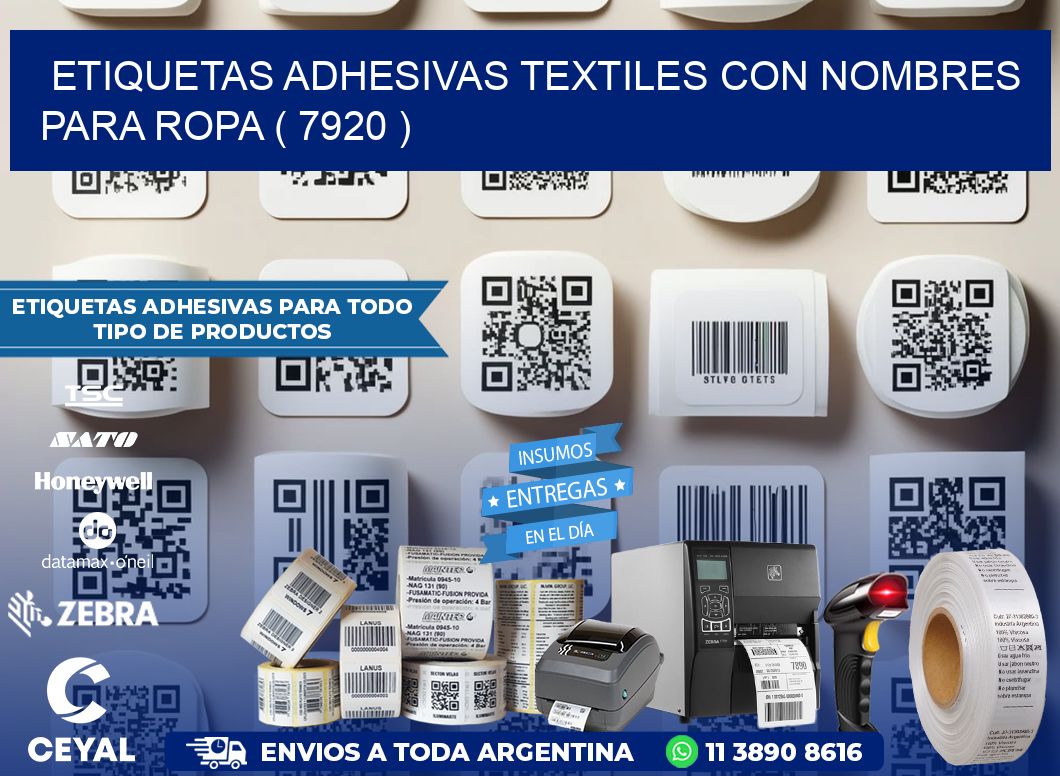 ETIQUETAS ADHESIVAS TEXTILES CON NOMBRES PARA ROPA ( 7920 )