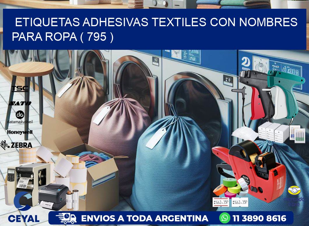 ETIQUETAS ADHESIVAS TEXTILES CON NOMBRES PARA ROPA ( 795 )