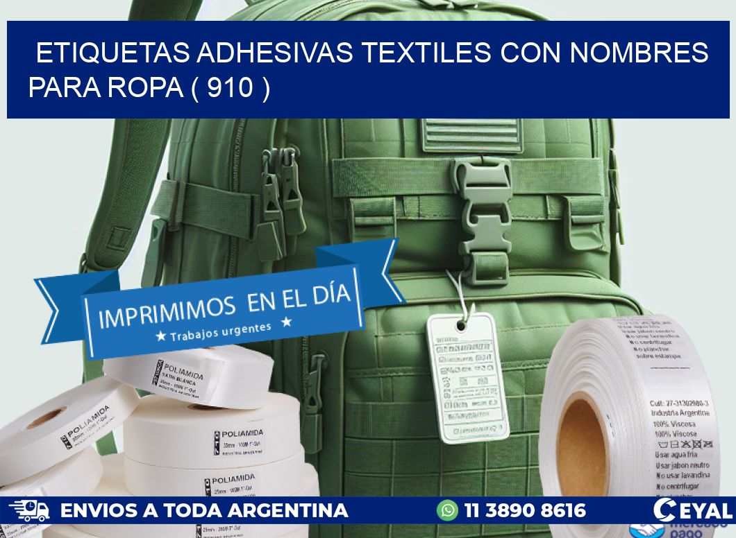 ETIQUETAS ADHESIVAS TEXTILES CON NOMBRES PARA ROPA ( 910 )