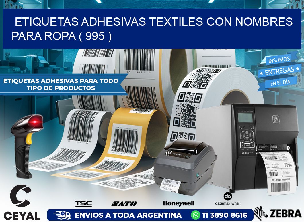 ETIQUETAS ADHESIVAS TEXTILES CON NOMBRES PARA ROPA ( 995 )