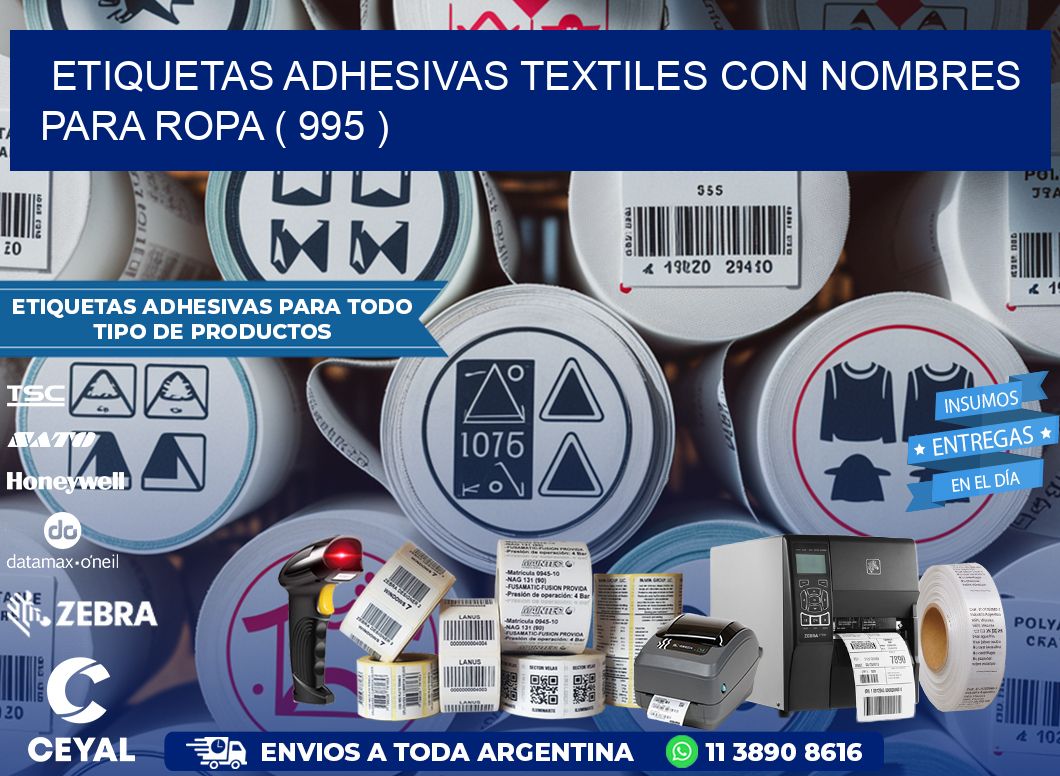 ETIQUETAS ADHESIVAS TEXTILES CON NOMBRES PARA ROPA ( 995 )